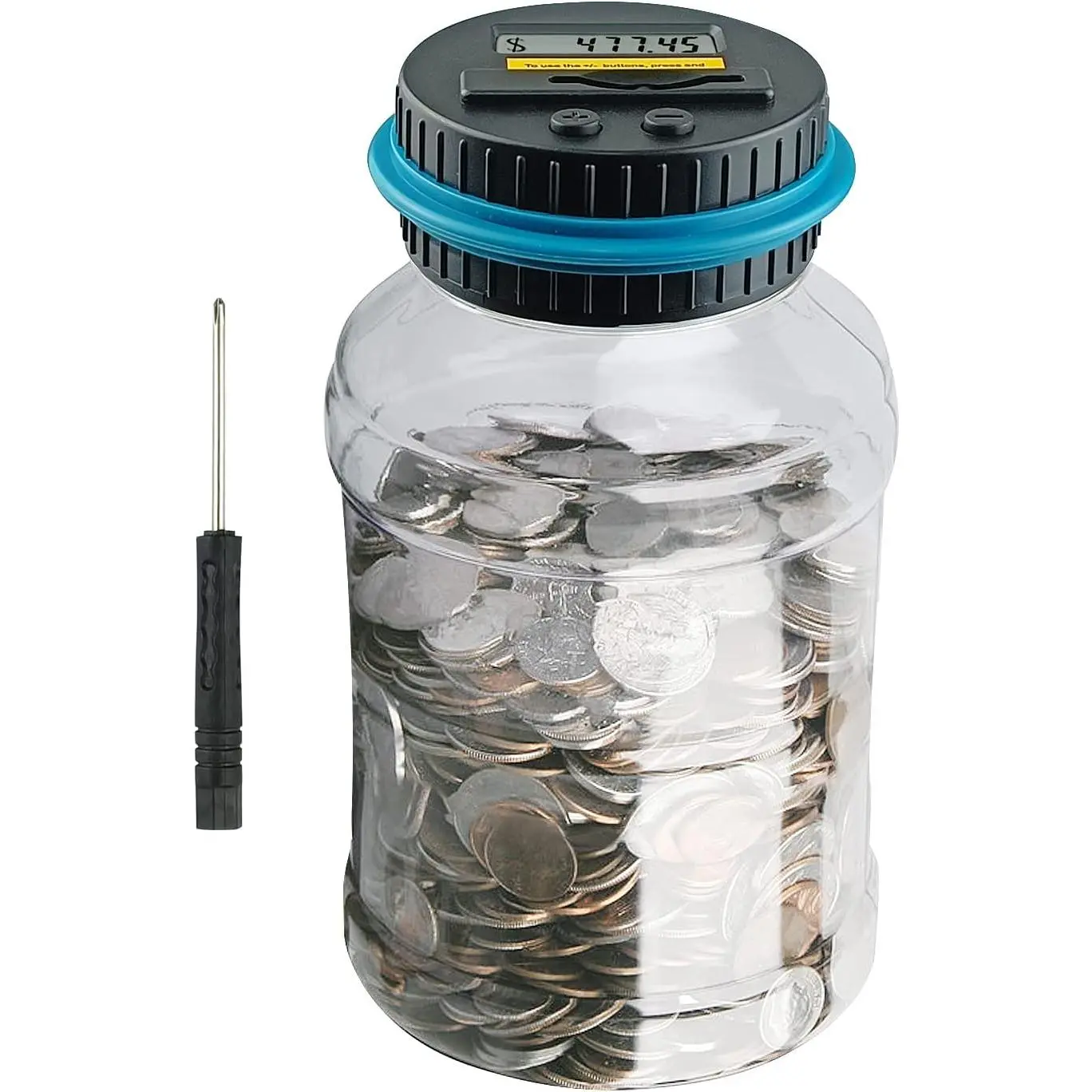 Large Piggy Banks for Adults, Counting Money Jar, 1.8L Capacity Coin Counter Machine with LCD Counter, Change Jars for Saving for Boys, Designed for All US Coins