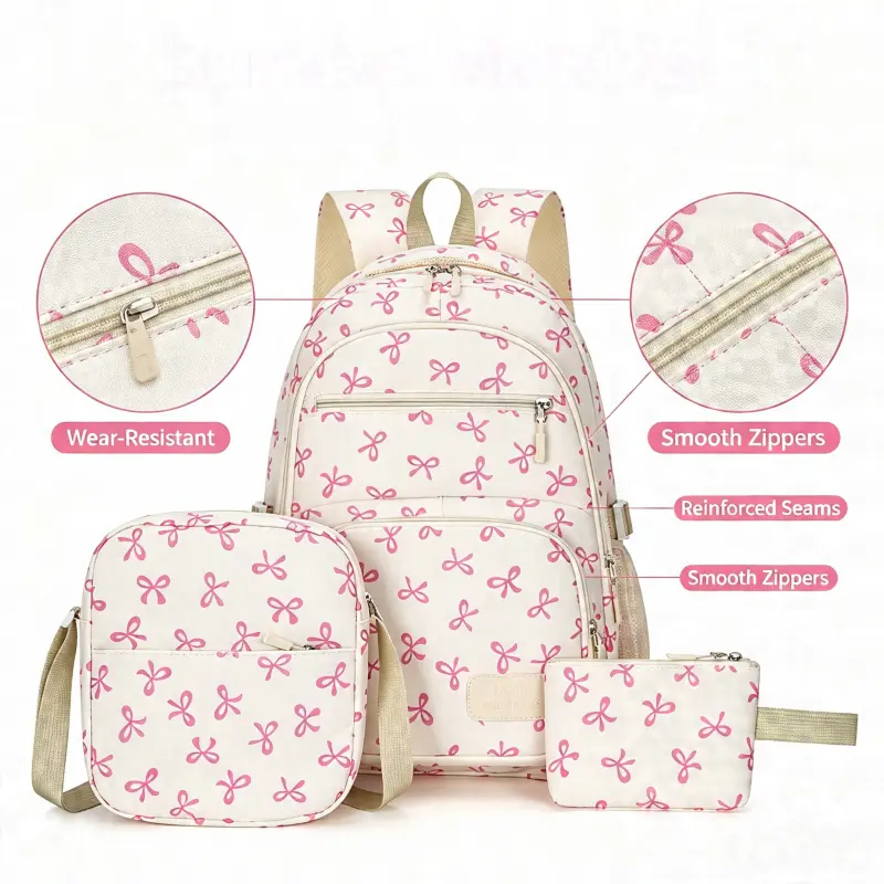 Daily Campus & After-school Tutoring Backpack, INS Style Bow Decor Fresh Aesthetic Book bag, Large Capacity Lightweight School Backpack for Teen Girls Daily Use, Lightweight Casual School Bag for Junior Senior High Students