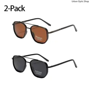 XUH Sunglasses for Men and Women, Trendy Geometric Double Beam Protective Shades with UV Protection for Everyday Travel and Casual Outfits, Protective Everyday Sunglasses, Sun Protection