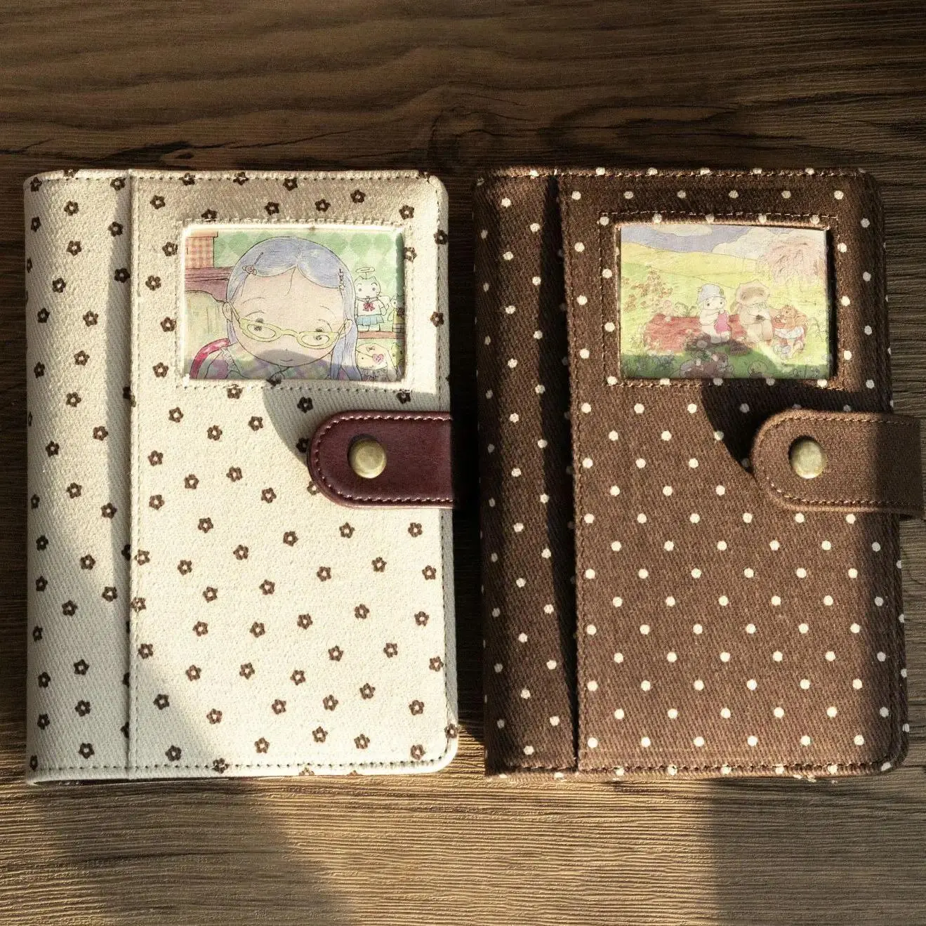 A7 Vintage Polka Loose Leaf Notebook Denim Fabric DIY Binder Photocards Collect Book Diary Agenda Planner Album Stationery