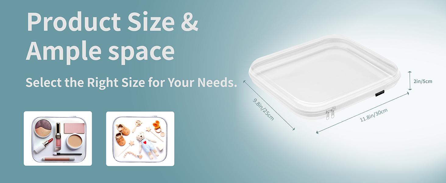 3 Pack Clear Hard Shell Zipper Case - Clear Waterproof Cosmetic Bag with Zipper, Kid's Toy Storage Organizer Bins, Charging Cables, creative journaling, painting brushes, Threads,Sketch Supplies