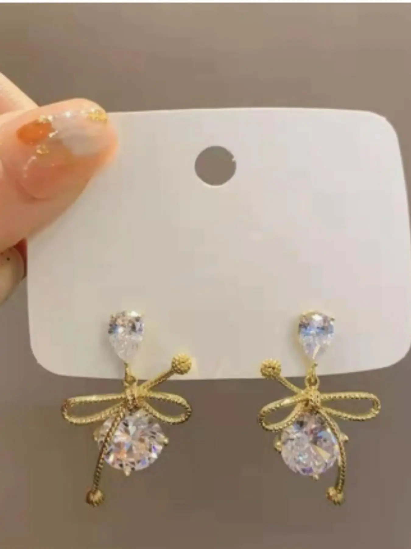 Korean Style Long Butterfly Knot Zircon Earrings, Simple Unique Design Studs, Casual Alloy Chain Jewelry for All Seasons