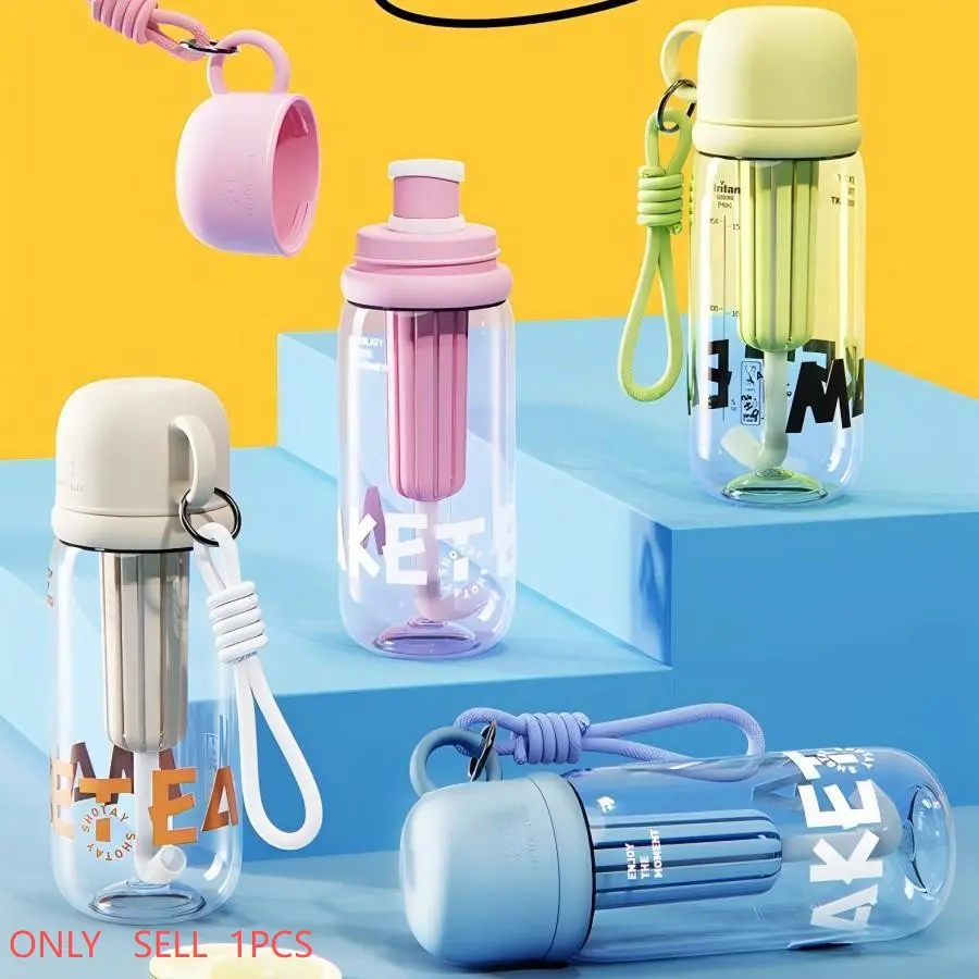 600ML/800ML Large Capacity Portable Water Bottle, with Tea Infuser, Filter, Lid, Straw, Ideal for Students, Sports, Outdoor Activities