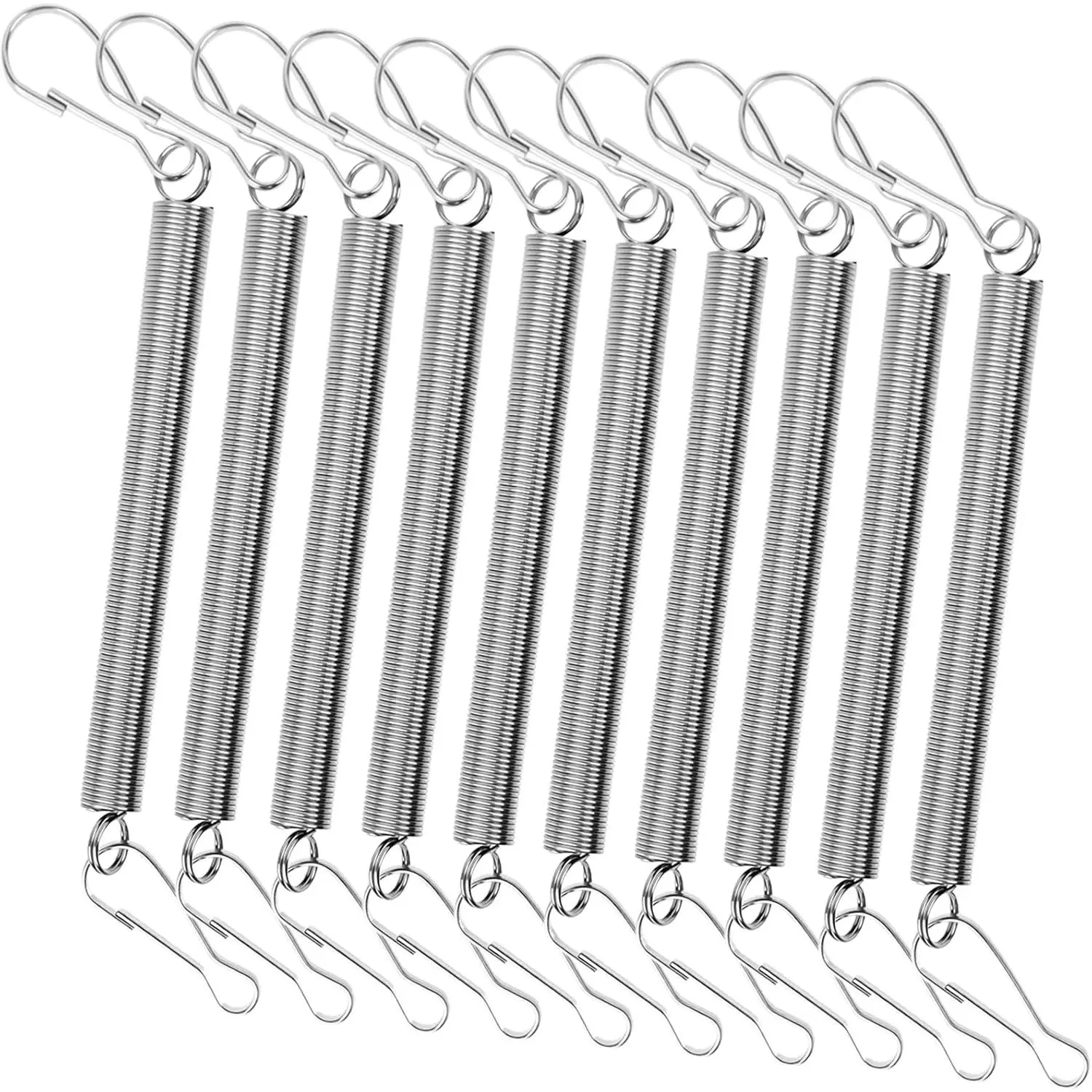 10 Pack Stainless Steel Extension Springs with 2 Clips, 2.8" Coil (5" Overall), Tension Springs for DIY Garage Door Netting   Repairs