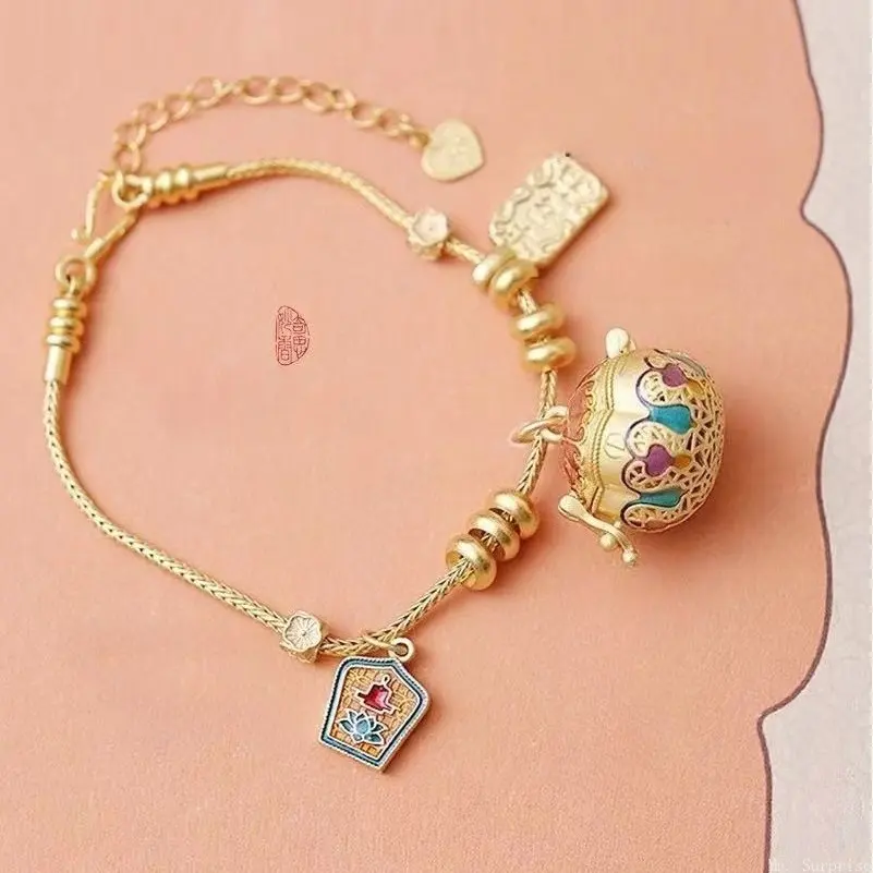 Women's Classic Vintage Plastic Alloy Enamel Openable Sphere Locket Bracelet - Fragrance Diffuser Pendant for Essential Oil, Incense Ball Storage, Daily Wear Fashion Accessory