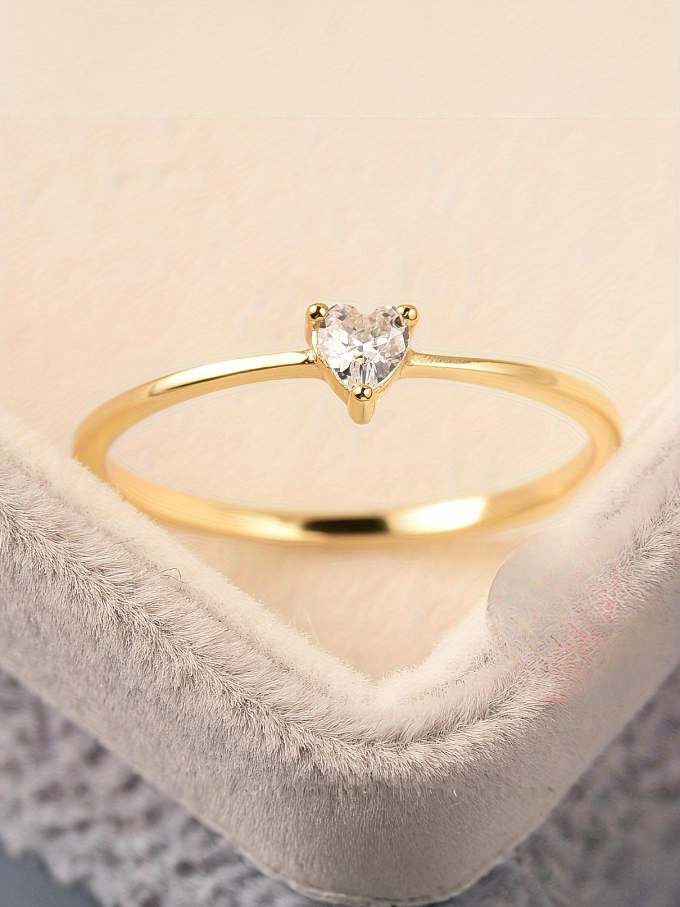 Cute Heart Shape Ring, 18K Gold Plated Jewelry, Perfect Gift for Family, Ideal Return-to-School Present, Women's Casual Style, All Seasons