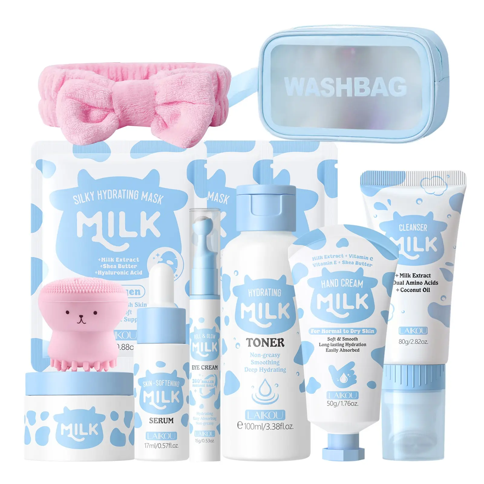 Milk Skin Care Set for Teens, 12 IN 1 Moisturizing & Gentle Milk Skin Care for Teens Girls , Face Care Kit, Bulk Birthday Gifts, Daughter Gifts, 12PCS