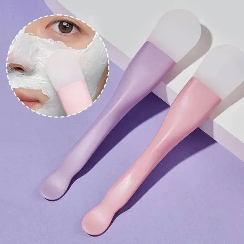 2pcs Silicone Double-Ended Face Mask Brush Facial Cleansing Tool for Men and Women, Dermal Mask Applicator and Scraper, Skin Care Beauty Tool, Cleanser Brush