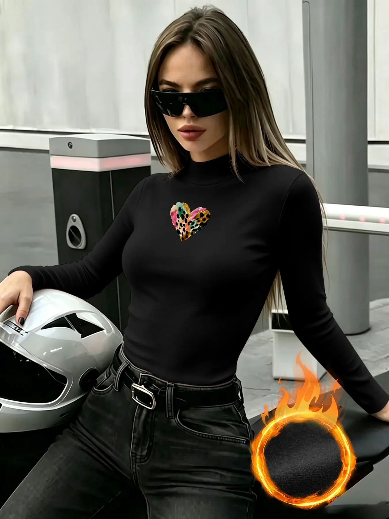 Women's Turtleneck Long‑Sleeve Base Layer Top, The Pattern On The Picture, Multiple Colors, Multi‑color Optional, Machine Washable, Spring And Summer Tops, Soft Skin‑Friendly Fabric, Daily General Use, Daily Versatile, Fashion Design