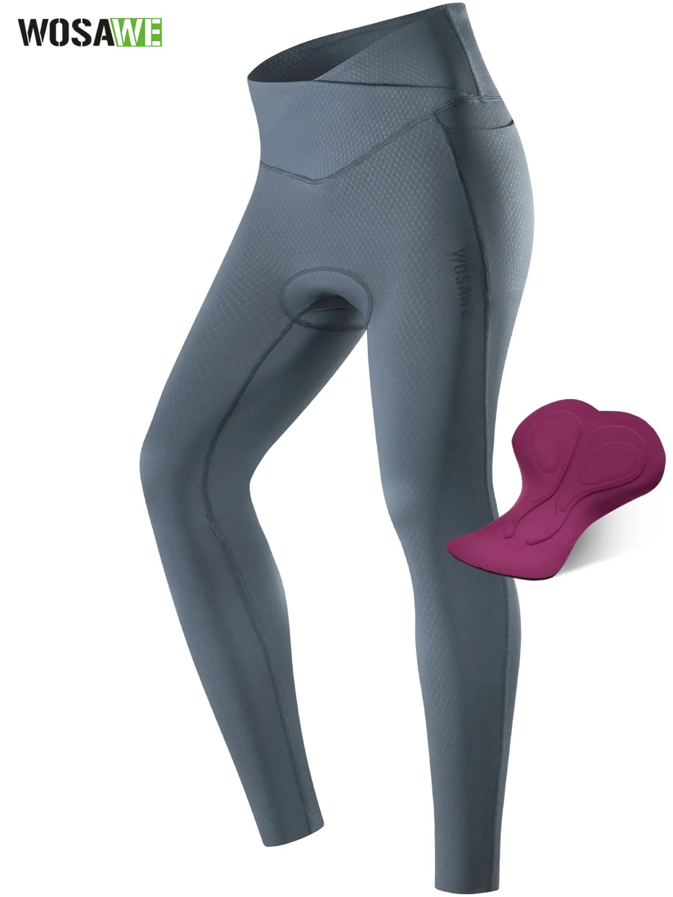 WOSAWE Road Bike Cycling Trousers, Sportswear Clothing, Naked Stretch Padded Bike Pants With Side Pockets & Multi Reflective Details