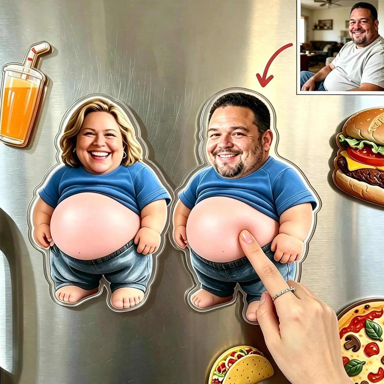 Personalized Face Squishy Belly Dumpling Sensory Toys Mystery Anti-Collision Sticker, Custom Squishy Belly Fridge Magnet Sticker with Soft Squeeze Belly Squishy Stress Balls Fidget Gift for Adults
