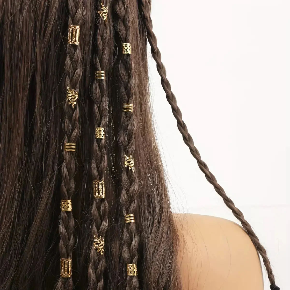 40/80Pcs/Set Vintage Metal Braid Hair Cuffs Dreadlock Hair Beads Leaf Charms Multi Style Hollow Tube Ring Clips Decorative Braiding Hair Accessories for Women Girls Boho Hippie Festival Hairstyle Decor Gold Silver Two Colors Optional