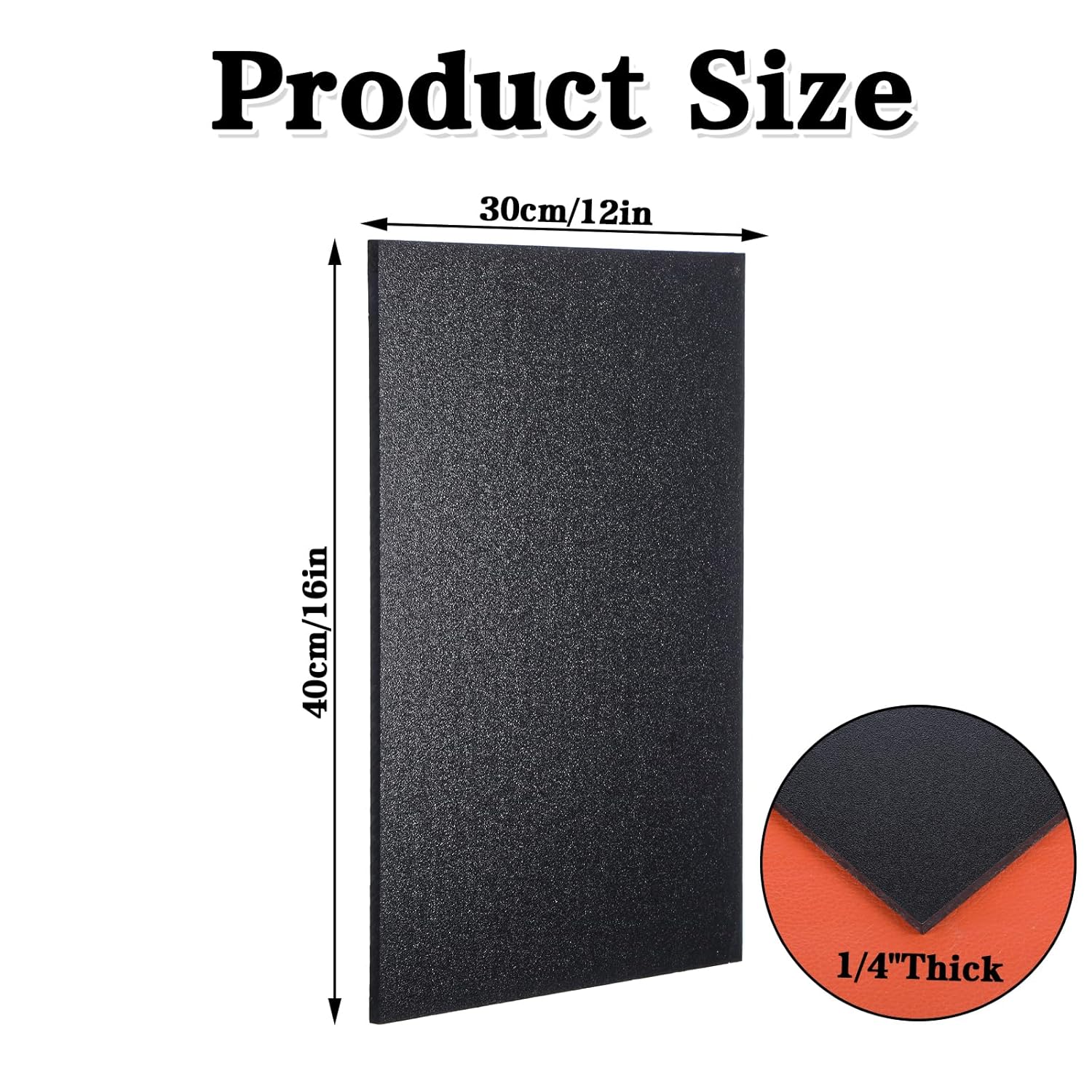 2 Pack ABS Plastic Sheet 12" x 16" x 1/4" Thick (6mm) Black Rigid Moldable Thermoplastic Board for Crafts, DIY Projects,  Decor - Textured & Smooth Surface