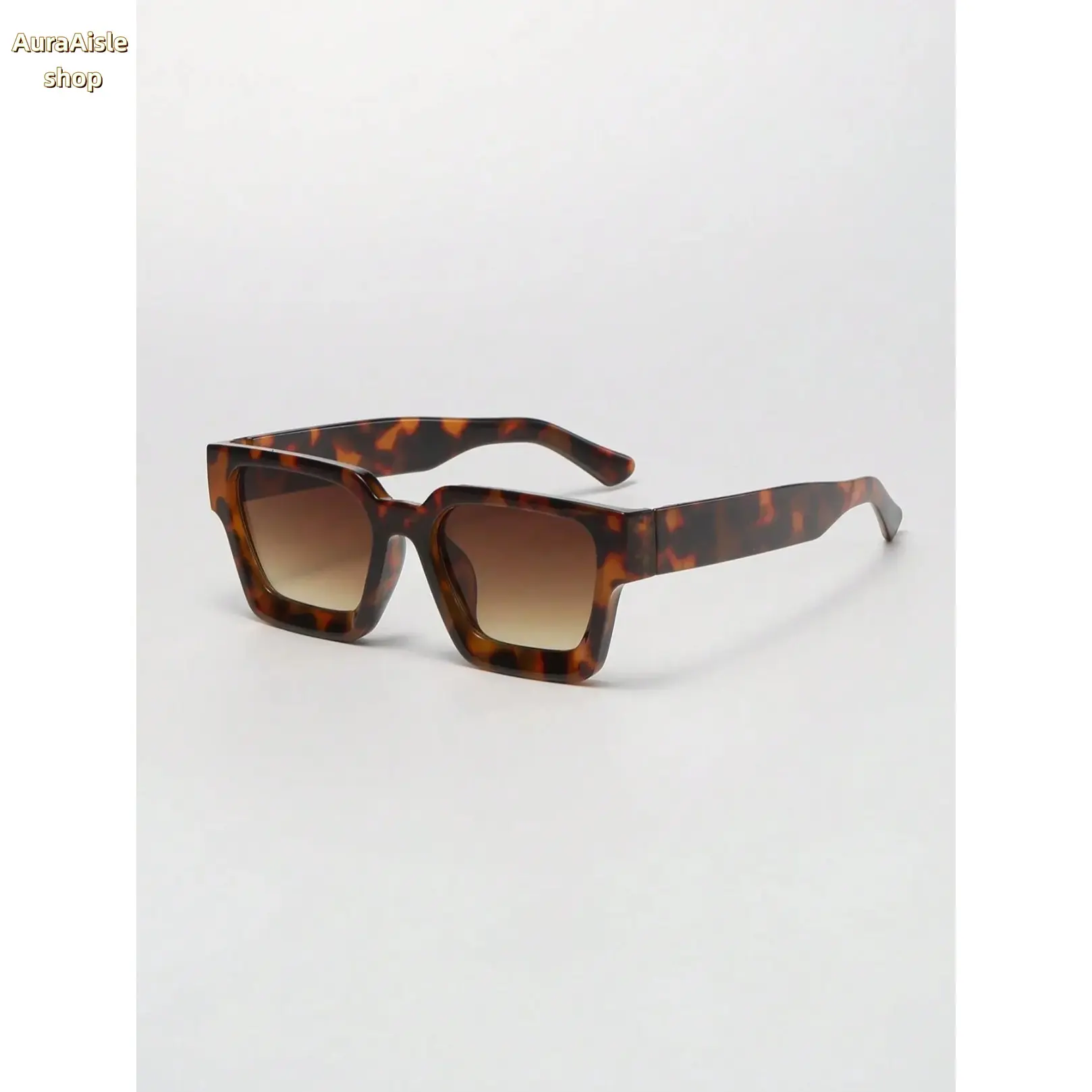 Unisex Vintage Tortoiseshell Square Frame Sunglasses, Full‑Rim Trendy Eyewear With Gradient Lenses, Fashion Accessories For Daily Wear, Beach Trips And Outdoor Casual Activities