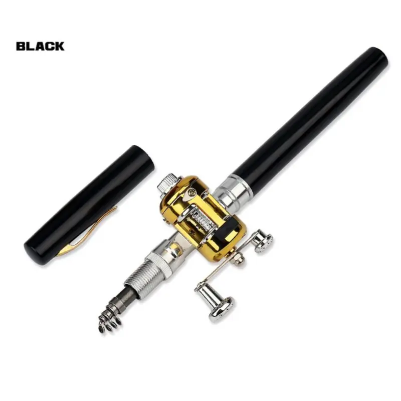 Portable Mini Fishing Rod and Reel Combo - Compact 38 Inch Pen Fishing Pole, Telescopic Pocket Fishing Rod for River, Lake & Ice Fishing, Fishing Tackle