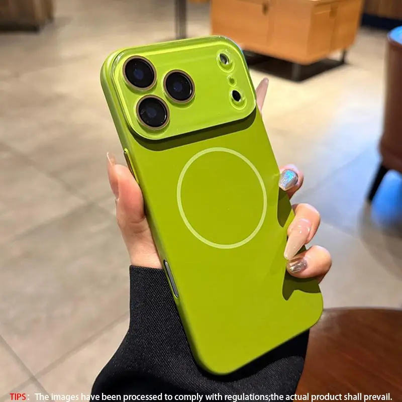 Magnetic crystal lens matte skin shockproof phone case suitable for iPhone 17 16 15 14 13 12 11 Pro Max Air Plus wireless charging MagSafe ultra-thin solid color, Shockproof smartphone cover