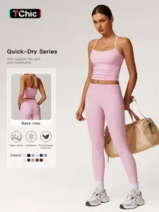 Women's Solid Cut Out Backless Cami Top & High Waist Leggings Tracksuit Set, Sporty Comfy Breathable Outfits for Yoga Gym Workout Running, Valentine's Day Gift for Girl, Ladies Summer Sportswear