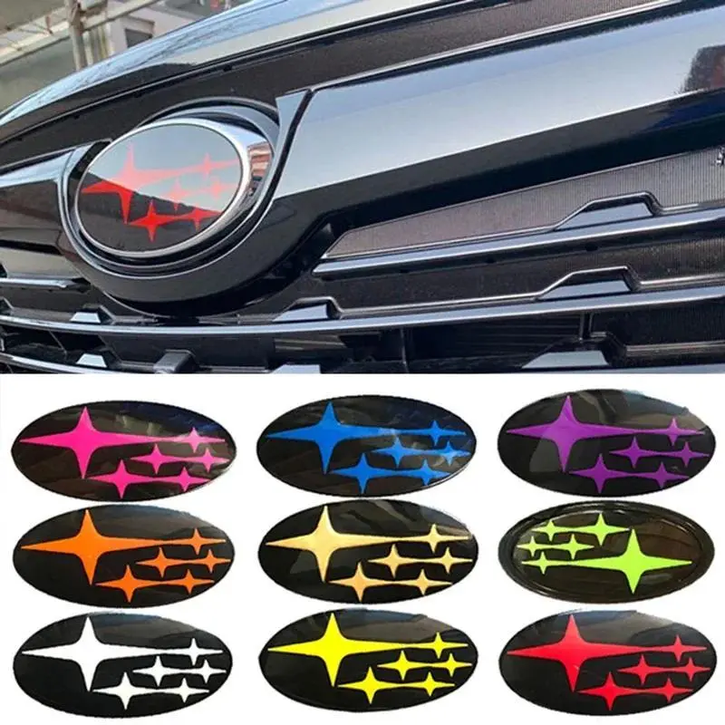 2PCS Acrylic Car Logo Badge Decals, Front & Rear Emblem Stickers with Sticker Apply for Subaru XV Outback Impreza BRZ WRX STI Legacy Forester Auto Accessory