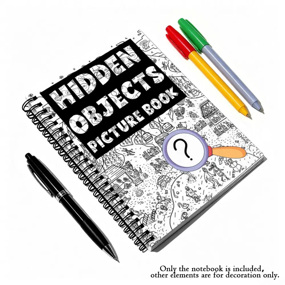 Relaxing Hidden Objects Picture Puzzle Book for Seniors and Adults Stress Relief A5 Size 30 Single Sided Thick Pages Spiral Binding Calm Mind Focus Brain Training Gift for Birthday Party Summer Sale Notebook