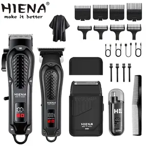 HIENA Men's Professional Haircut Set: Men's LED Display Professional Hair Clipper, Beard Trimmer, Cordless Dedicated Nose Hair Trimmer, Electric Shaver with Limit Comb, Father's Day Gift, Hair Clippers, Rechargeable Clippers
