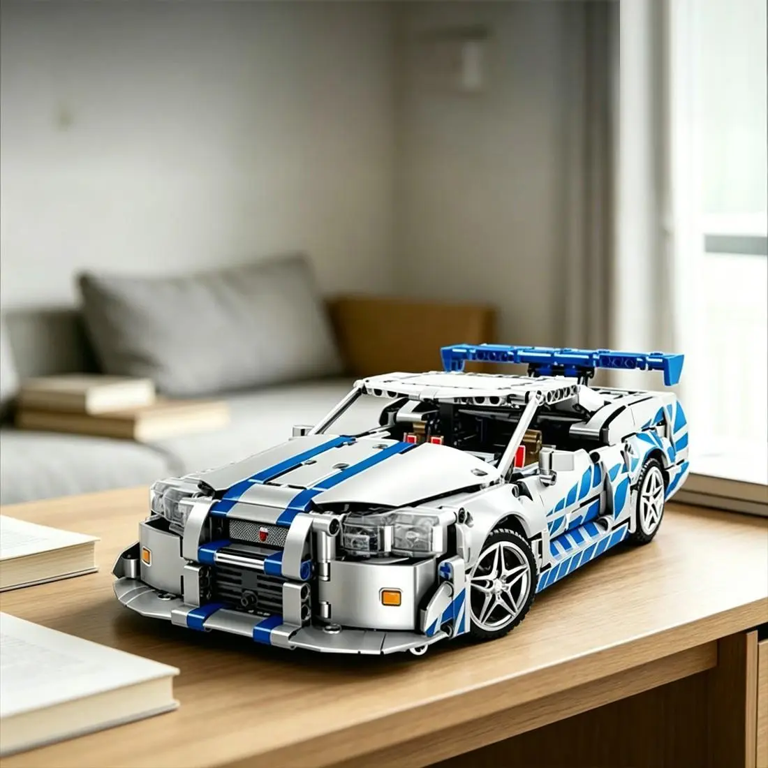 1:14 GTR Supercar Technic Assembly Building Blocks, Highly Simulated Sports Car Model, Must-Have Collection for Car Fans, Display Ornament, Great Boxed Birthday Gift