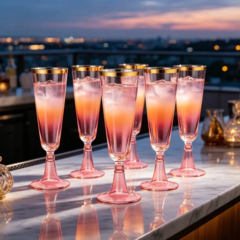22Pcs creative pink Phnom Penh goblet, beverage glass, martini glass, flute cocktail glass, champagne glass, red wine glass, reusable for weddings, picnic parties, Valentine's Day and Halloween (shipping in boxes)