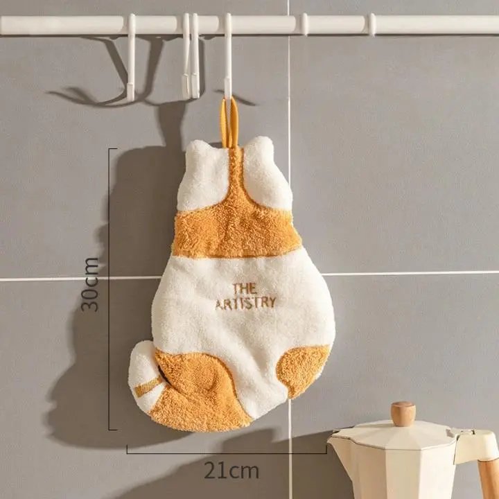 1Pcs Cute Cat Hanging Towel Kitchen Hand Towel Bathroom Soft Absorbent Handkerchief Wipe Towel Cartoon Kids Towels