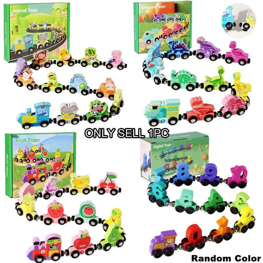 Magnetic Wooden Train Set for Kids, Animal Number Trains, Educational Toy for Ages 3-6, Best Birthday Christmas Gift, travel toys, back to school