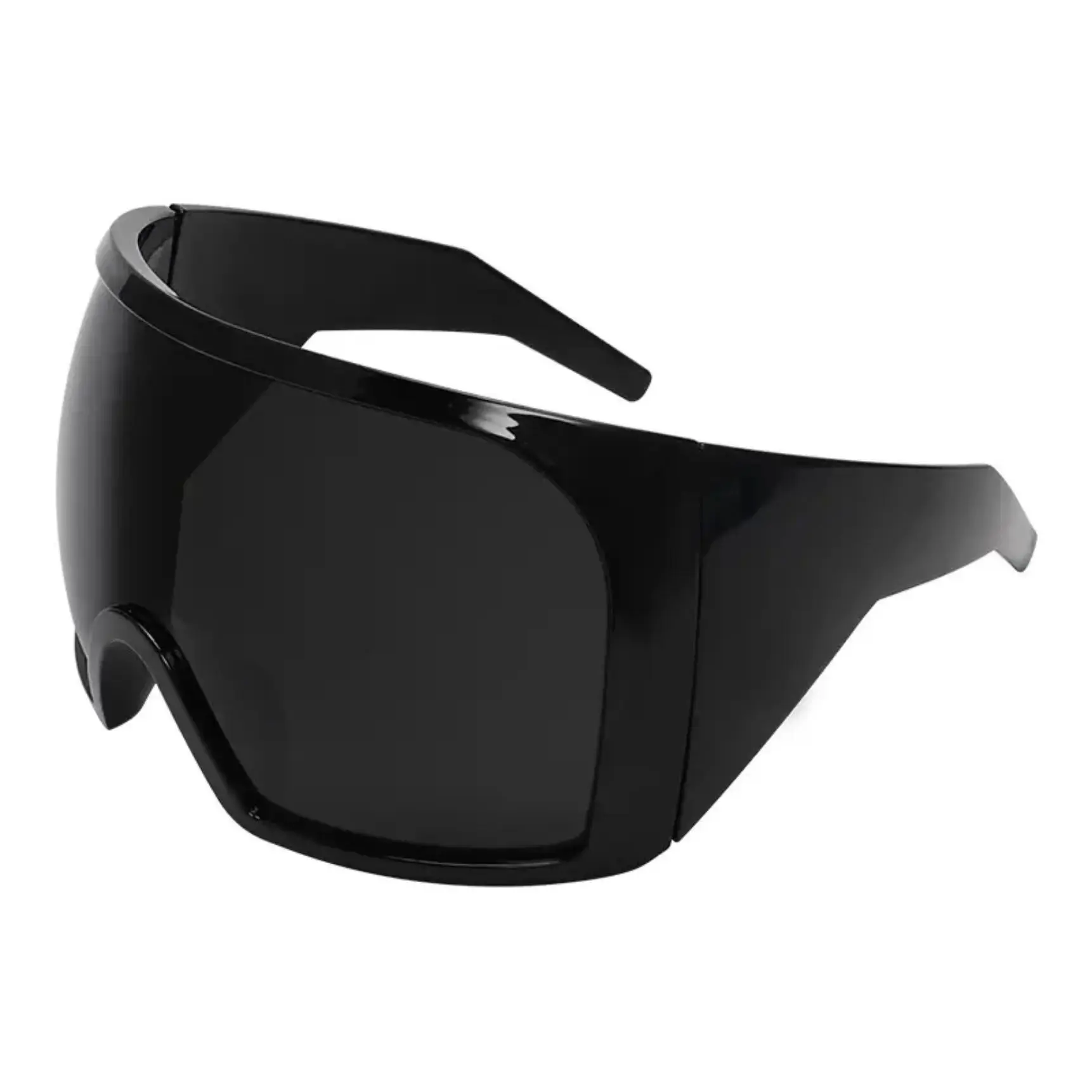 Futuristic Wrap-Around Y2K Sunglasses For Men Women, Curved Oversized UV400 Protection Rave Shades, Cool Steampunk 2000s Style Outdoor Eyewear Ideal For Camping Music Festivals Beach Trips & Father’s Day Gifts