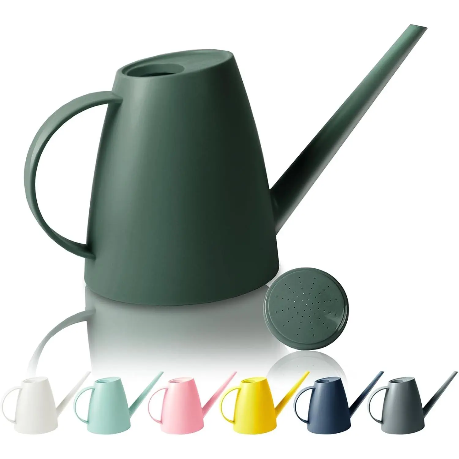 Watering Can for Indoor Outdoor Plants, Modern Small Watering Cans with Removable Nozzle, Long Spout Watering Can for Indoor Bonsai Plants Garden Flowers 1/2 Gallon 1.8L 60OZ (Dark Green)