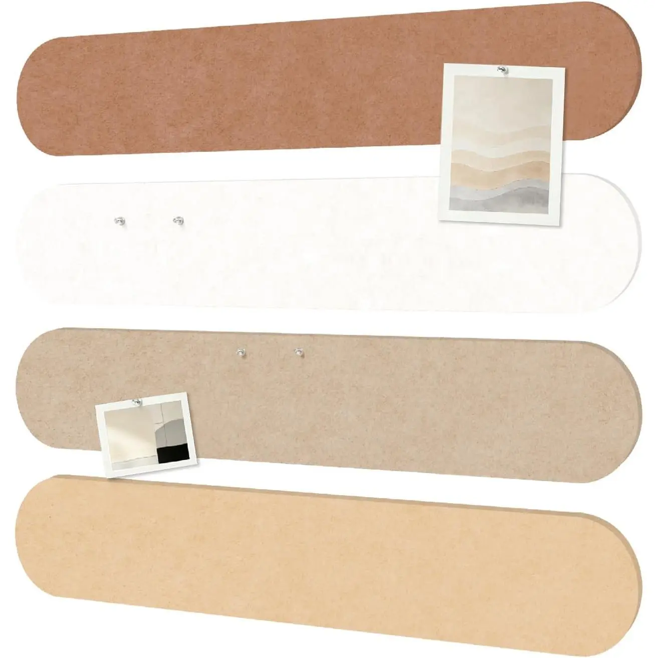 Olanglab Bulletin Board 24"x16" Cork Board 4-Pack with 50 Push Pins, Alternative Felt Strip Pin Board, Adhesive Wall Office Home Decor (Caramel)