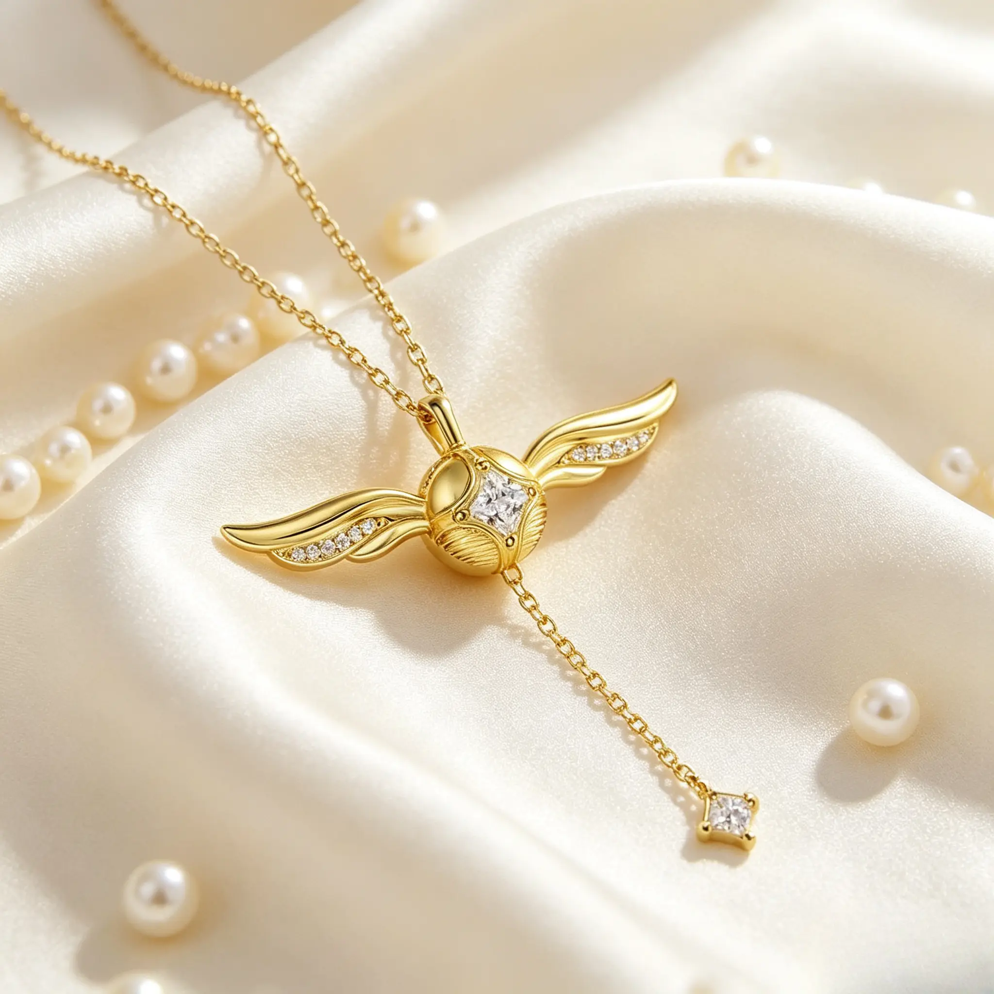 Women's Snitch Winged Ball Alloy Pendant Necklace - Movable Wings, Gold Love-Symbolizing Modern Choker, Valentine's Gift, Costume Jewelry, Valentine Gifts, Love Symbolism