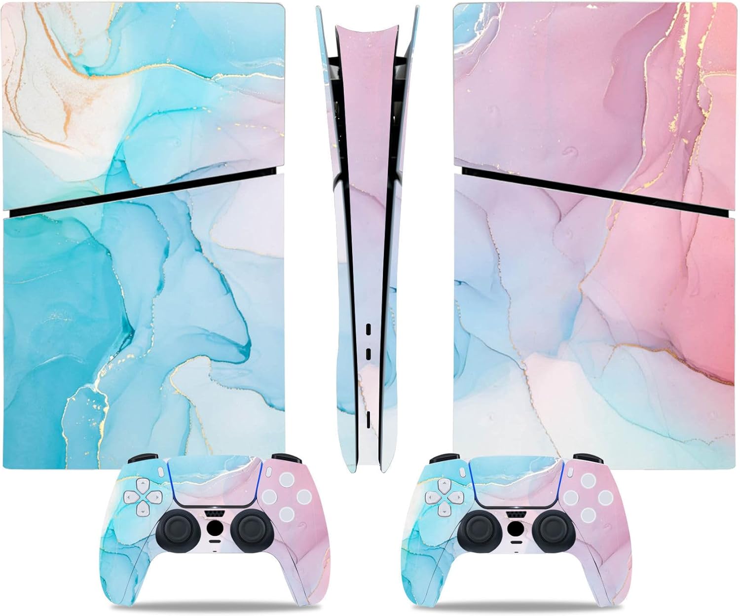 Console Skin for PS5 Slim, Vinyl Decal Cover Wrap for Digital Edition Controller (Pink)