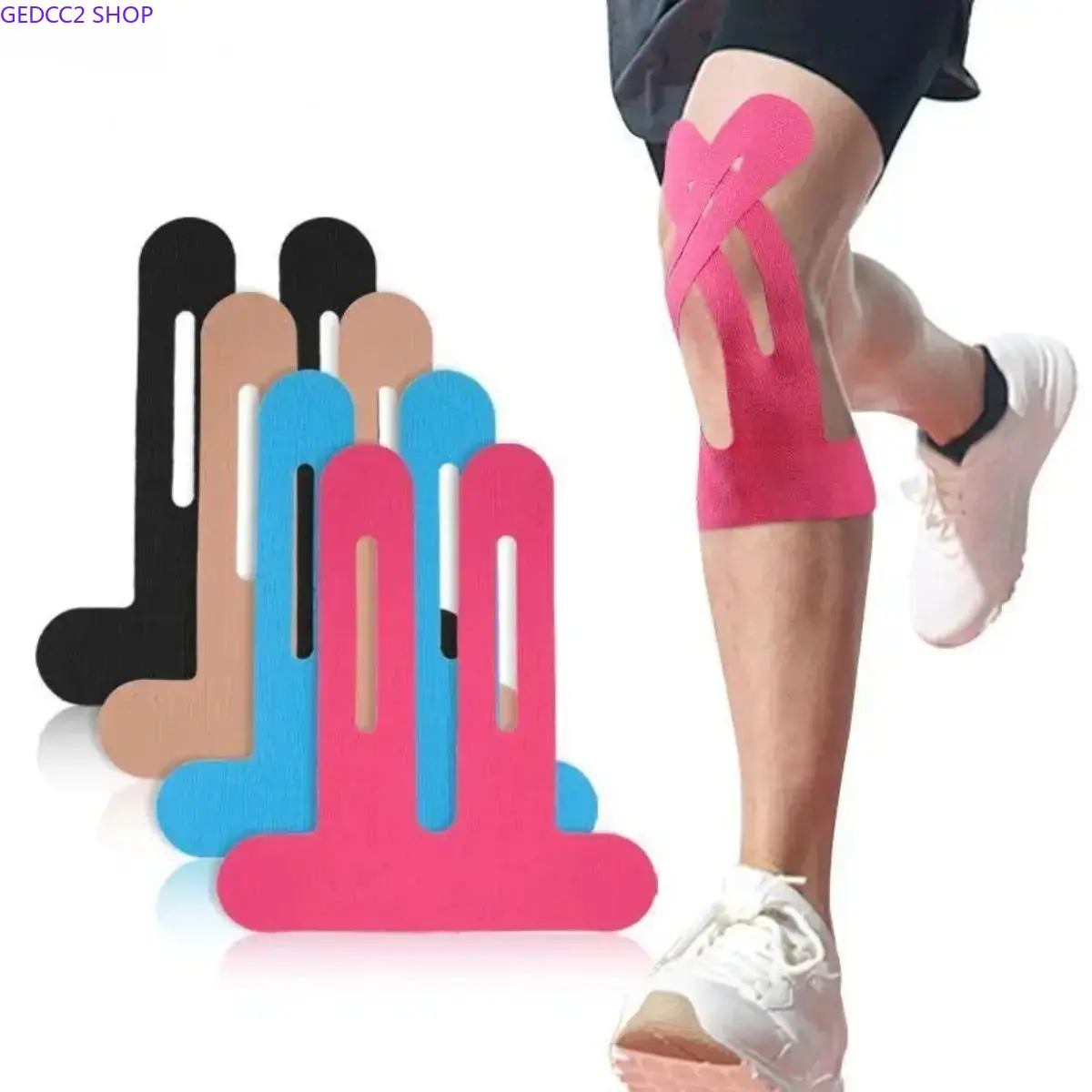 Unisex 12-Pack Precut Elastic Kinesiology Tape, Waterproof Breathable Stretch KT Sports Tape, Flexible Muscle Support Athletic Tape for Knee Pain Relief, Running, Gym Workouts & Muscle Recovery