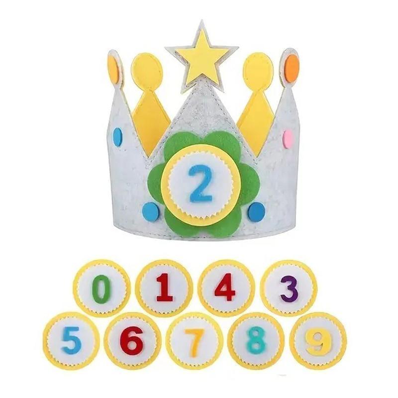 Adjustable Felt Birthday Crown Birthday Hat Durable Interchangeable Numbers Crown Photo Props  or Girls Boys Birthday party hat