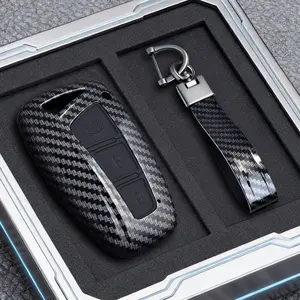 Abs Carbon Fiber Style Car Key Cover, Fob Shell for Hyundai Genesis G80, Santa Fe, Tucson, Ix45, Equus, Azera Remote Key Case Holder