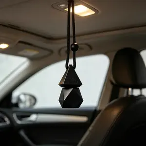 1Pcs Triangle Cover Dyed Cover Matte Black Empty Bottle Car Essential Oil Diffuser Fragrance Freshener Perfume Bottle Ornament
