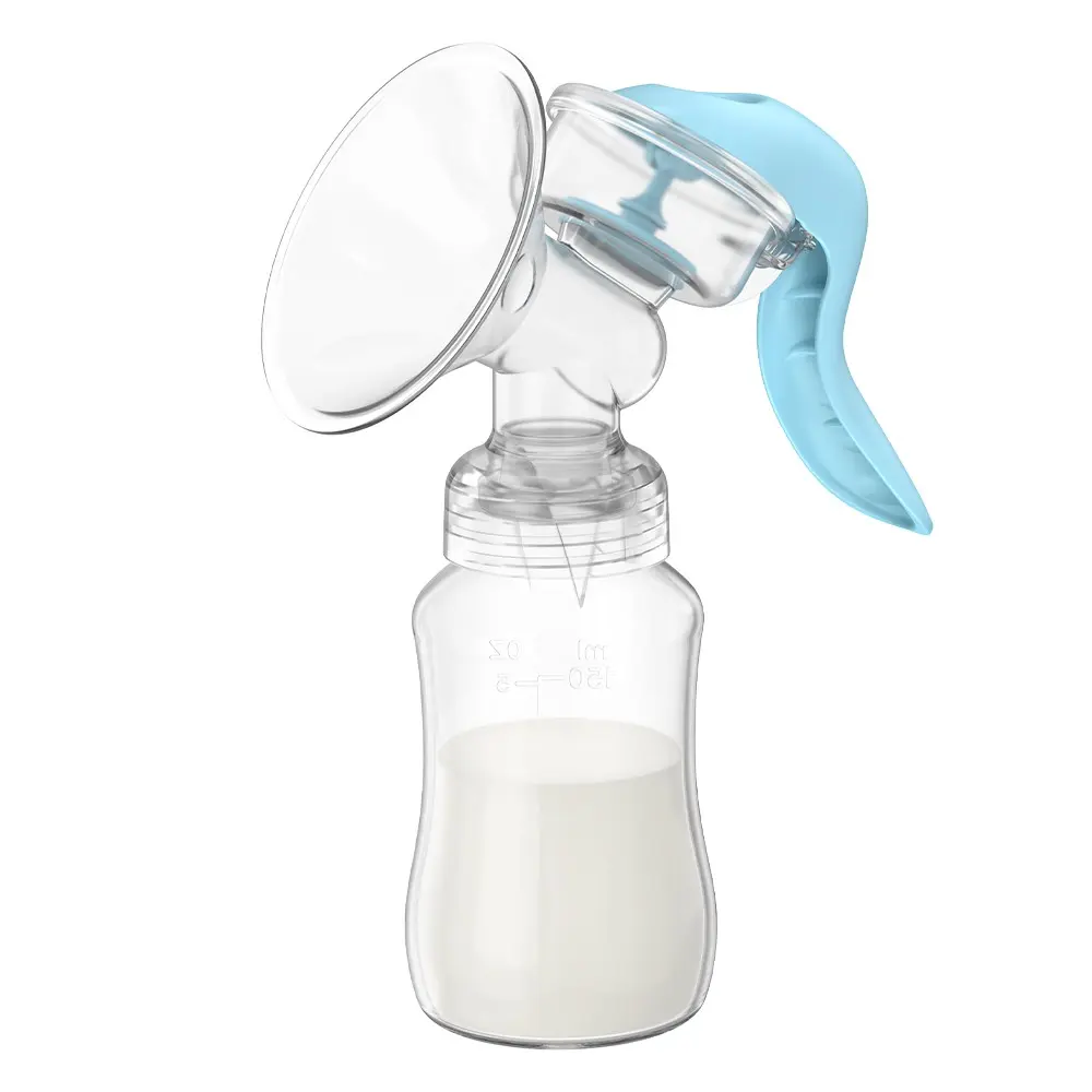 Manual Breast Pump with Piston Pump System – Includes 150ml Bottle & Teat, Safe PP Material, Anti-Colic & Anti-Backflow, Lightweight & Portable, for Breastfeeding Moms at Home & On-the-Go, Breastfeeding Accessories