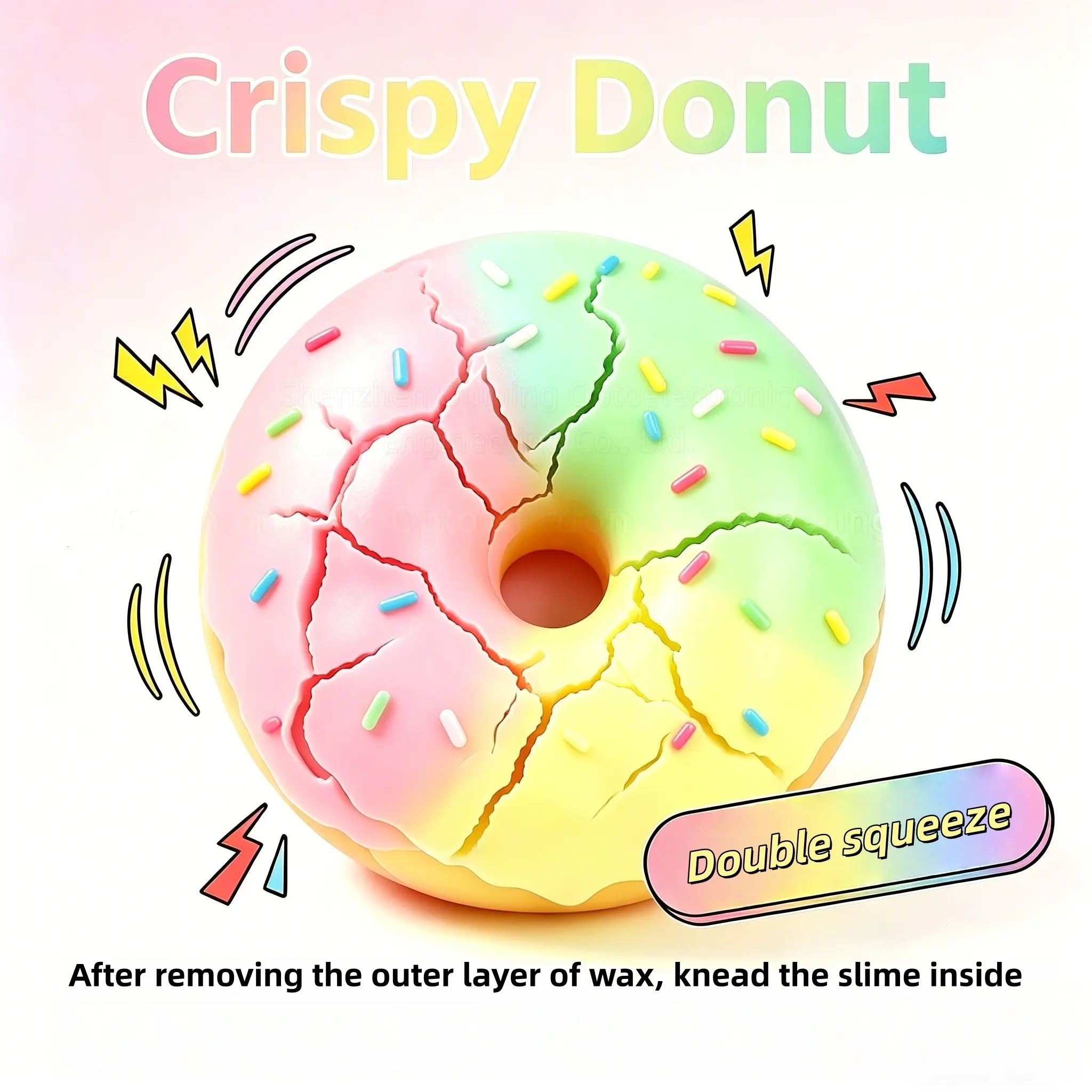 Crispy Donut Squishy Toy, Wax Surface Compression Toy, Immersive Sensory Stress Relief, Soft Malleable, Macaron Color, Perfect Gift, Decompression Squishy