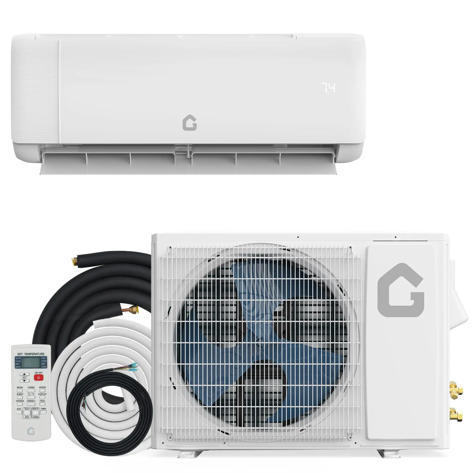OP-12000 BTU Wall Mounted Mini Split Air Conditioner – 22 SEER2 Ductless Inverter AC with Heat Pump – Cools & Heats up to 750 Sq Ft – 110V – Alexa Compatible – White