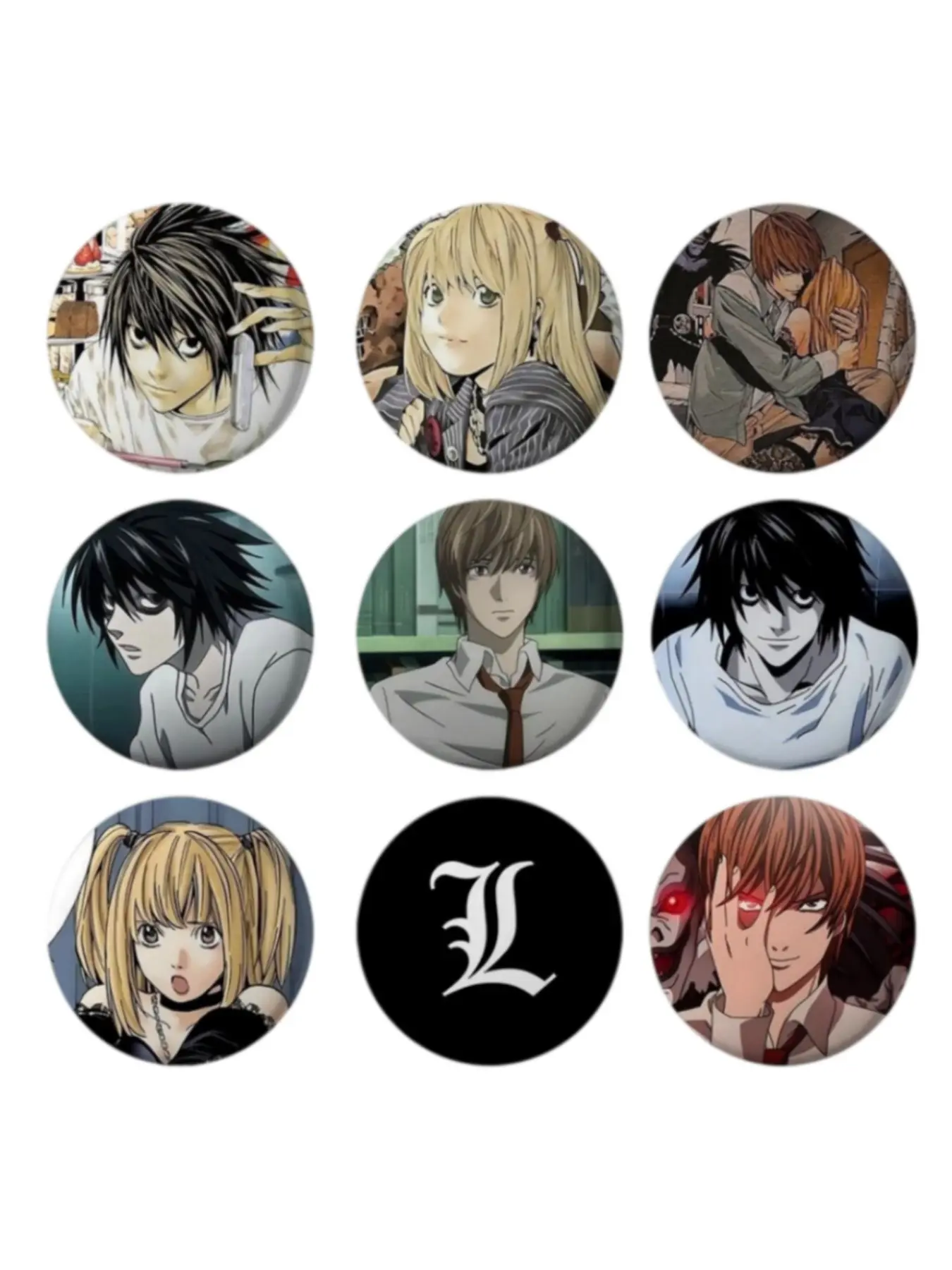 9 Piece Set 2D Round Badge Kit, Anime Character Decorative Brooch Pins, Bag T-Shirt Jeans Backpack Hat Accessory, Creative Gift for Halloween Christmas New Year Birthday