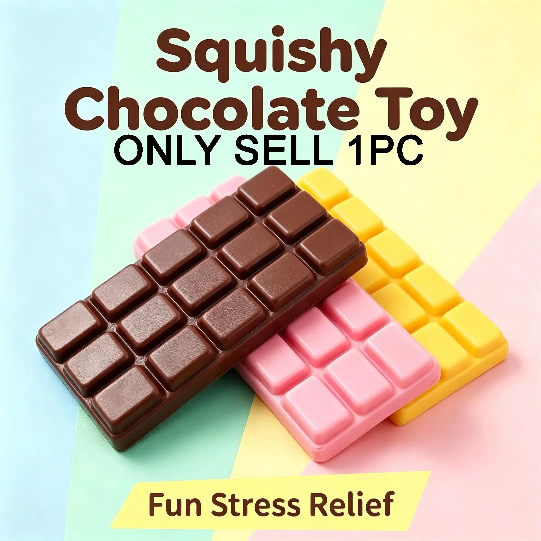 Simulation Chocolate Bar Squishy Toy TPR Kawaii Squishies Slow Rising Fidget Toy Stress Relief ASMR Decompression Anti Anxiety Desktop Prank Gift