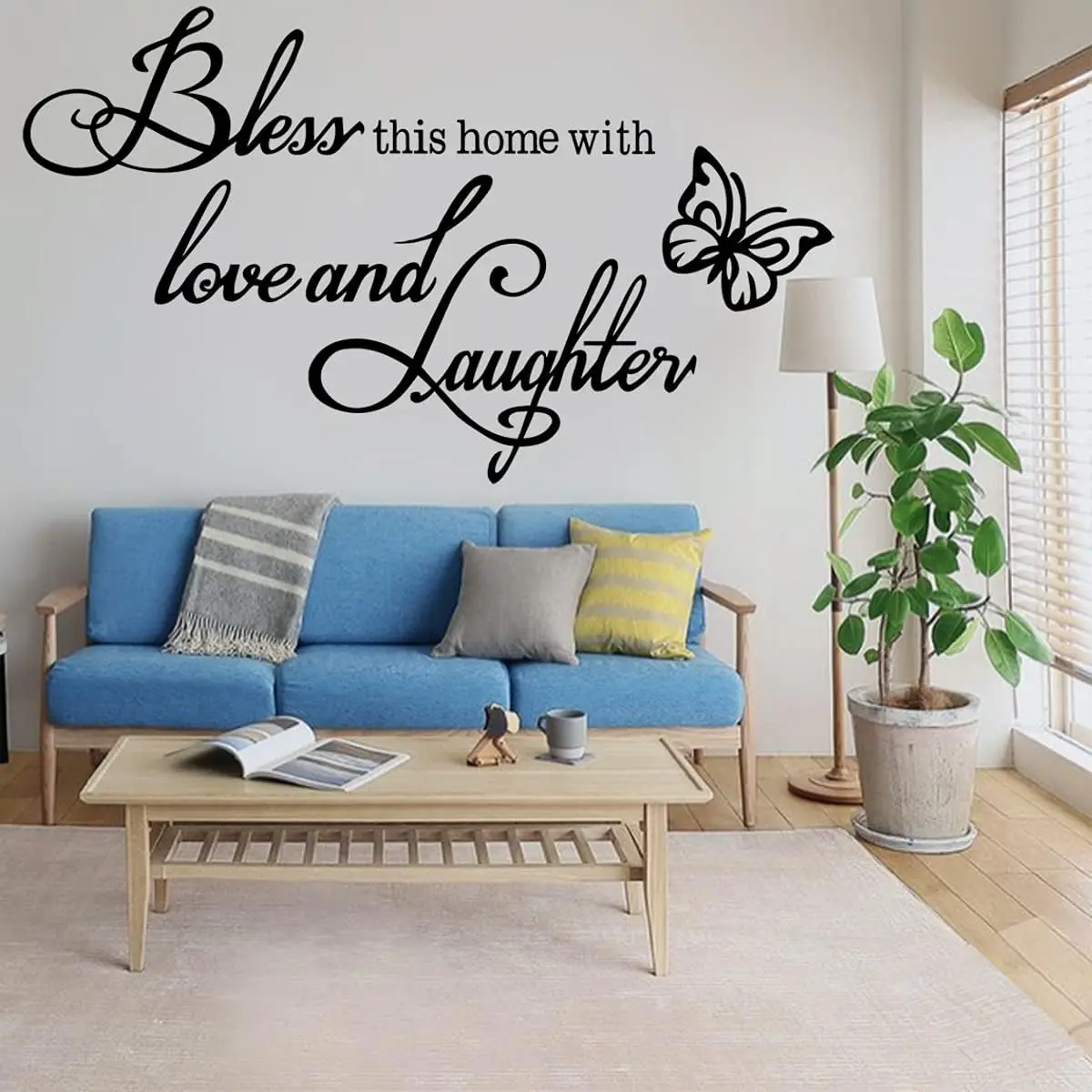 Wall Decal Wall Sticker Inspirational Quotes Bless This  with Love and Laughter Wall Decal Wall Stickers for Bedroom Living Room Nursey Classroom  Decor.