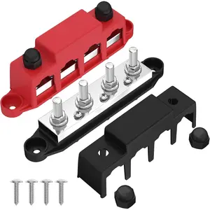 400A Power Distribution Block 12V Bus Bar with 4 x 5/16"(M8) Studs Battery Bus Bar 48V DC Marine Terminal Block for Automotive Car Solar - Negative&Positive,men,christmas,