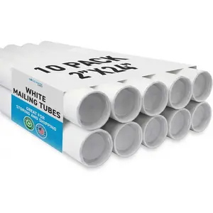 MagicWater Supply Mailing Tube 2 in x 24 in White - 10 Pack - for Shipping and Storage of Posters, Arts, Crafts, and Documents