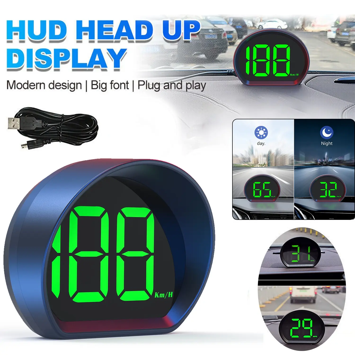 X3 Car Hud Display, Car Display Screen, GPS Speedometer, Large Font Speed Projection, Auto Brightness Sensor, Easy Installation, Precise Vehicle Speed Monitor