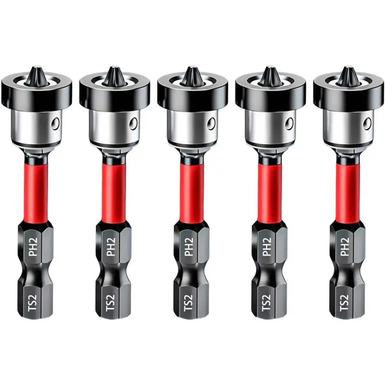 Magnetic Positioning Screwdriver Bits PH2 Bits, 5pcs Drywall Screw Setter, 1/4" Hex Shank Drywall Screw Bit, Plasterboard Screws Locating Batch Head Drilling Tools