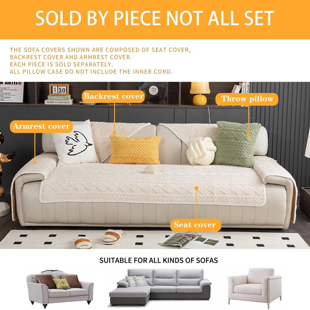 Solid Color Non-Slip Sofa Cover, Washable & Soft Couch Protector with Geometric Jacquard Design for Home & Living Room, Sofa Towel & Comfortable Throw Pillowcase, Furniture Protector #GLOBAL PICKS