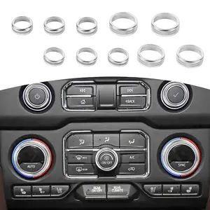 for Silverado Console Control Knob Covers Trim Rings for Chevy Silverado 2019 up for Suburban 2020 up for Tahoe 2021 up Silver Interior Accessories 10pcs