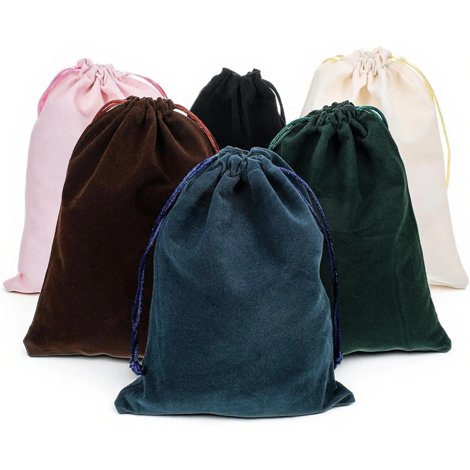 6 count  Fabric Cloth Bag 7.8 x 6.2 inch 6 Colors    Bags Package Drawstring Pouch Soft  Bag with Drawstrings Anti Tarnish  Velvets bags  Bages for Wedding Party